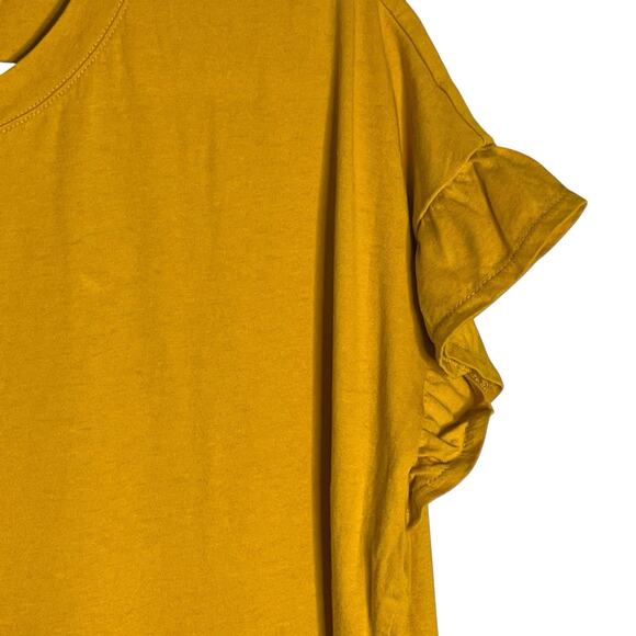 J. Crew Mini Dress Size L 100% Cotton Swingy Tiered Peasant Boho Mustard Yellow - Picture 4 of 10